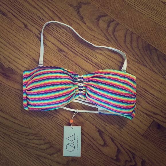 CA by Vitamin A Karlie rainbow bandeau swim top - Picture 2 of 7